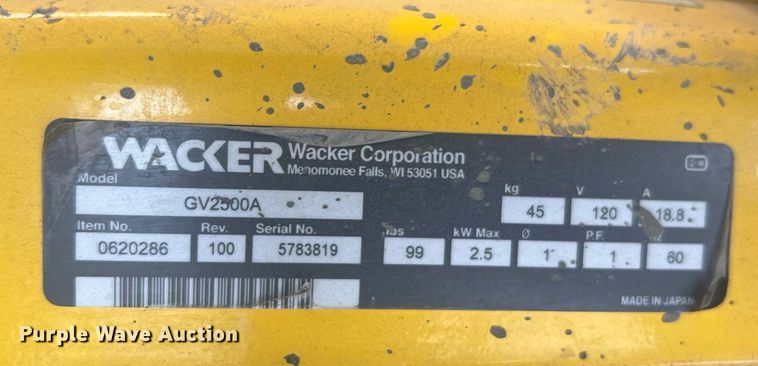 image for item NA9253 (2) Wacker GV2500 generators