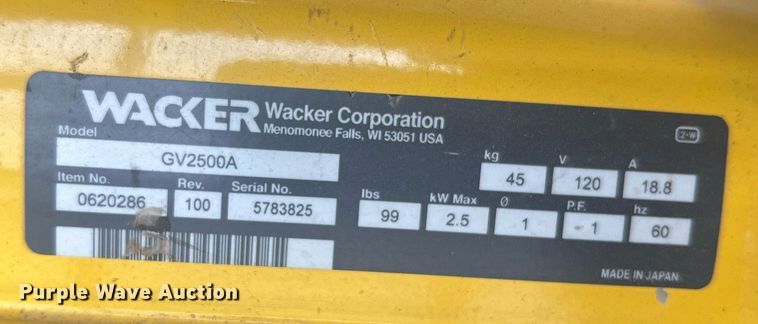 image for item NA9253 (2) Wacker GV2500 generators
