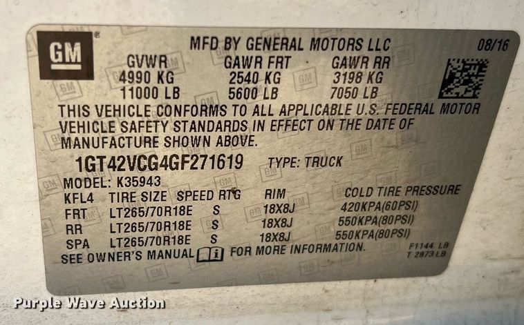 image for item NA9278 2016 GMC Sierra 3500HD Crew Cab pickup truck