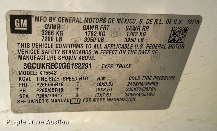 image for item NA9279 2016 Chevrolet Silverado 1500 LT Crew Cab pickup truck