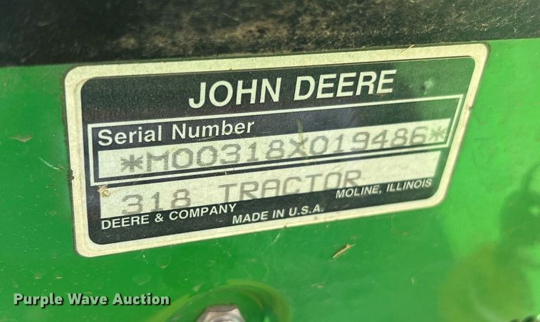 image for item NI9034 John Deere 318  lawn mower