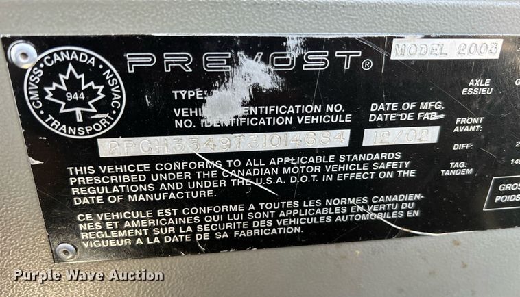 image for item NI9037 2003 Prevost  coach bus