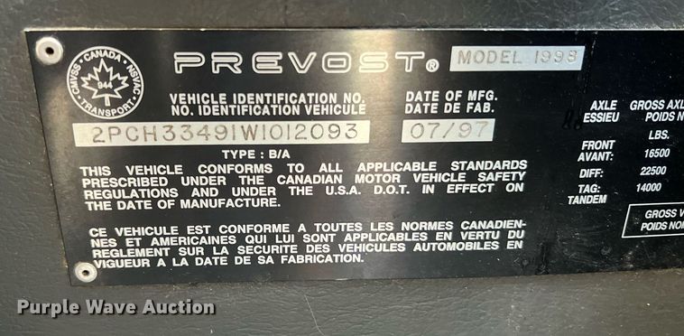 image for item NI9038 1998 Prevost  coach bus