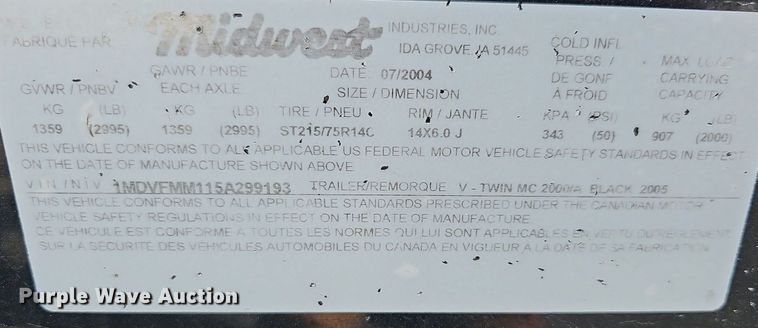 image for item NJ9843 2005 ShoreLand'r V-twin  motorcycle trailer