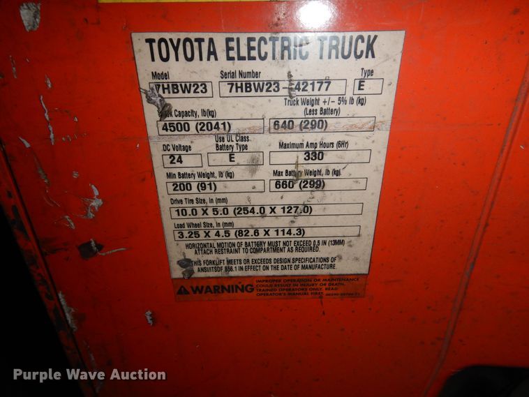 image for item NJ9875 Toyota 7HBW23  pallet jack