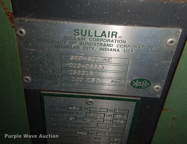 image for item NJ9878 Sullair 25100L  air compressor