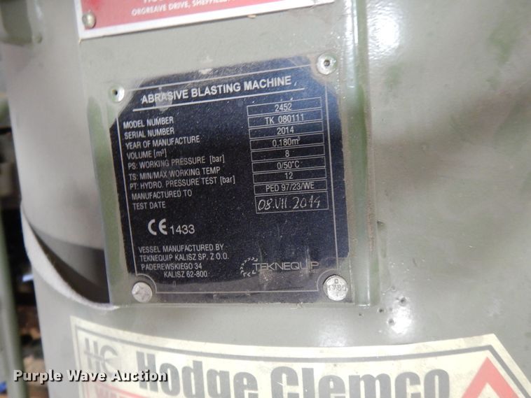 image for item NJ9885 2014 Hodge Clemco 2452  abrasive blasting machine