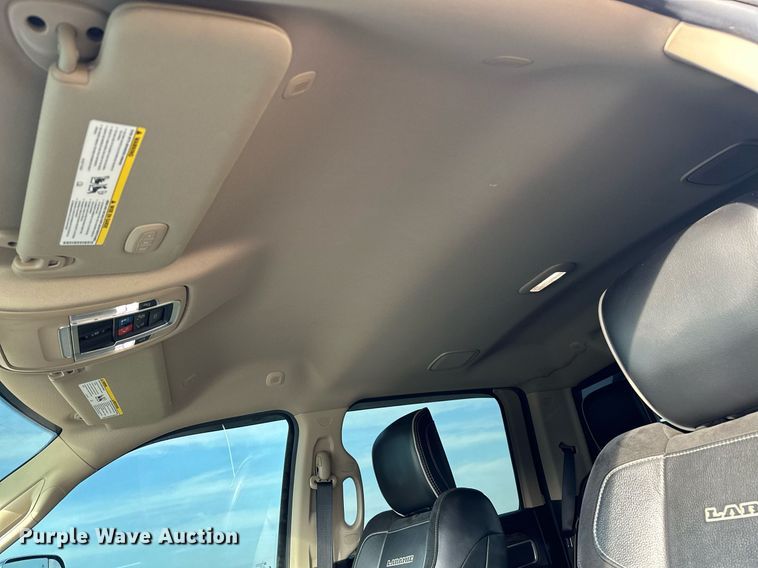 image for item NQ9365 2019 Dodge  Ram 3500 Laramie Crew Cab flatbed pickup truck