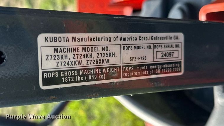 image for item NQ9392 Kubota Z726XKW  ZTR lawn mower