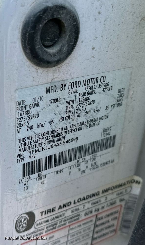 image for item NQ9420 2010 Ford Expedition  SUV