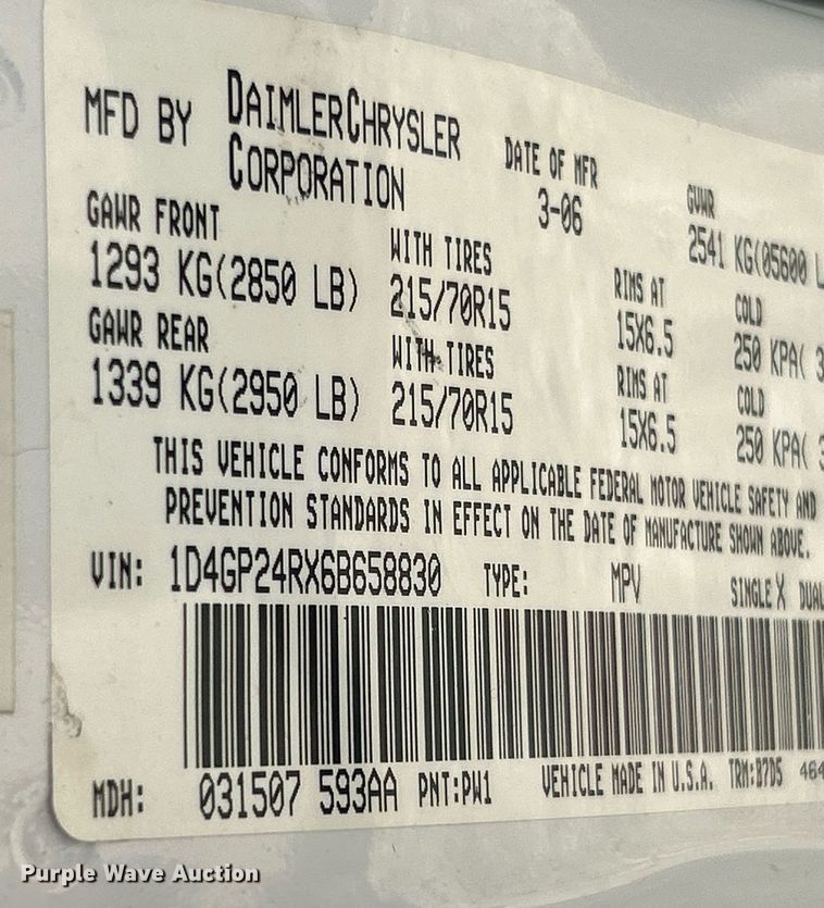 image for item NQ9843 2006 Dodge Grand Caravan  van