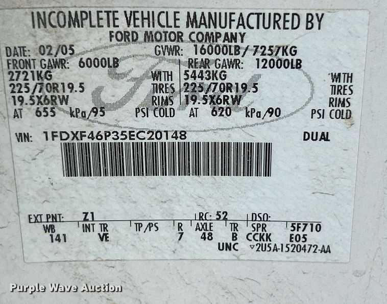 image for item NQ9850 2005 Ford F450 Super Duty XL  bucket truck