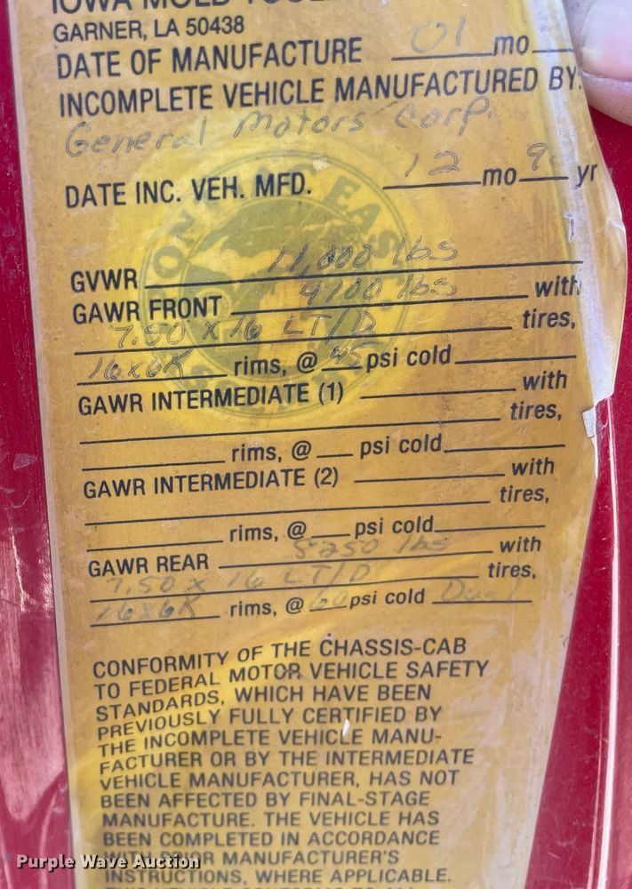 image for item NX9796 1993 Chevrolet C3500  flatbed pickup truck