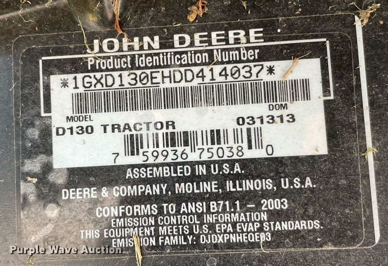 image for item NX9851 John Deere D130  lawn mower