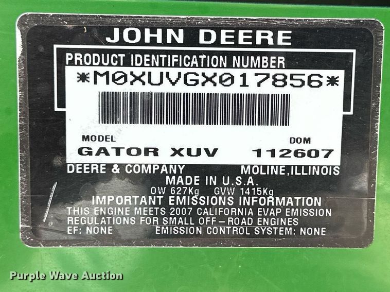 image for item OK9030 2007 John Deere Gator XUV  utility vehicle