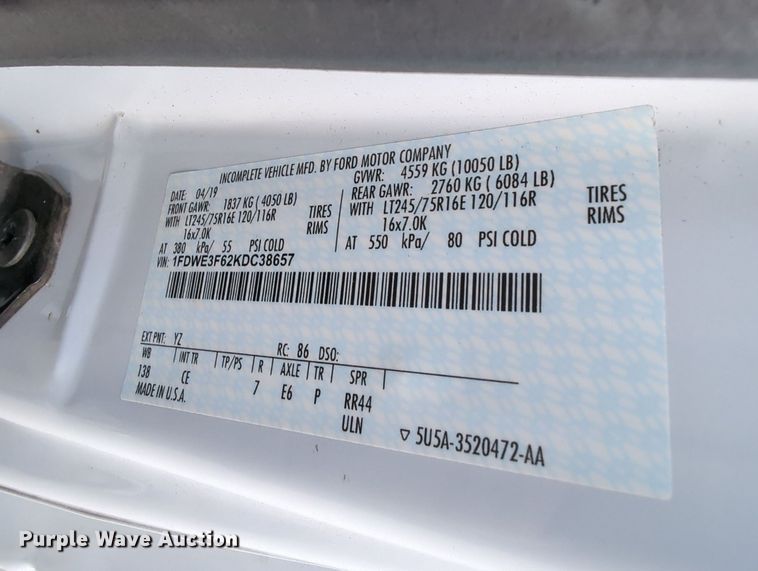 image for item OL9036 2019 Ford E350 Super Duty  utility van