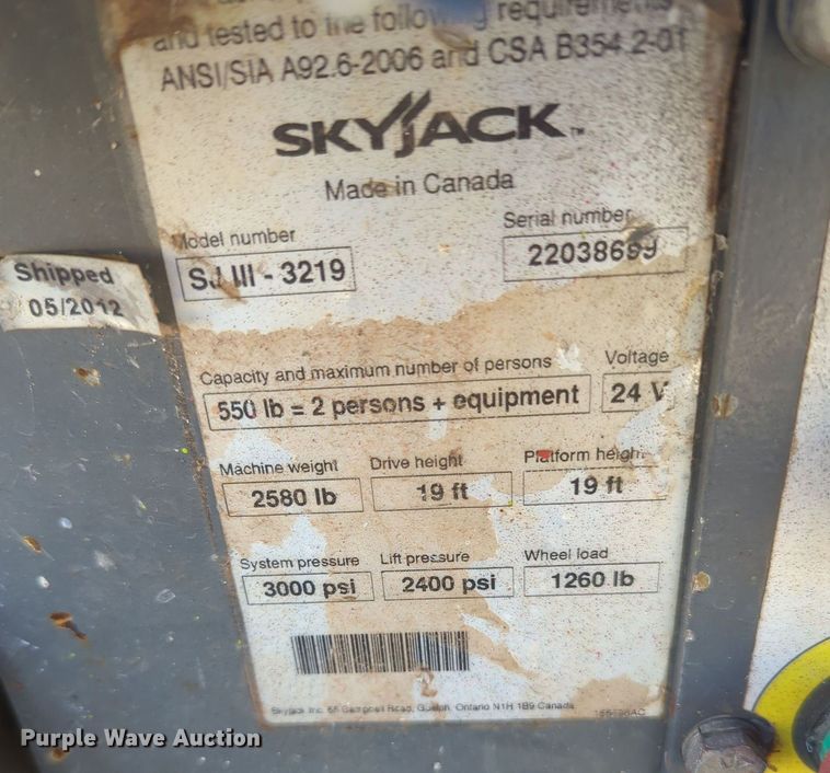 image for item OL9040 Sky Jack SJ III -3219  scissor lift