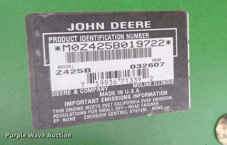 image for item OL9061 John Deere Z425  ZTR lawn mower