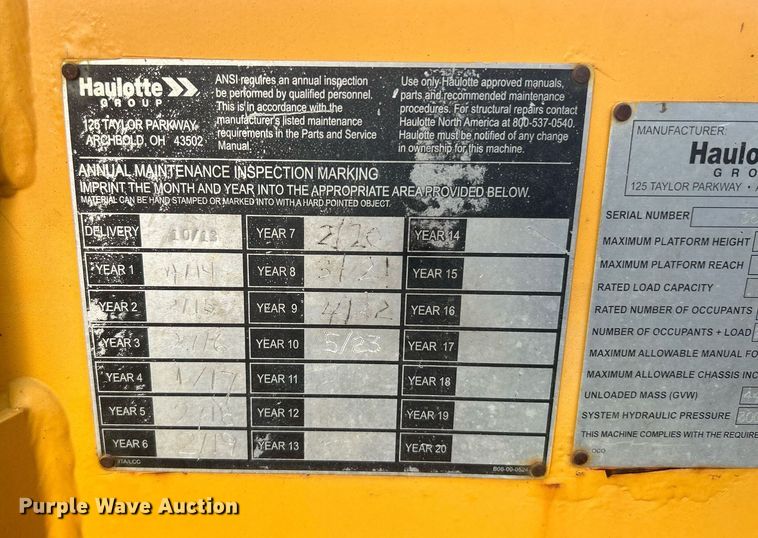 image for item DJ6348 2013 Haulotte 3632T  boom lift