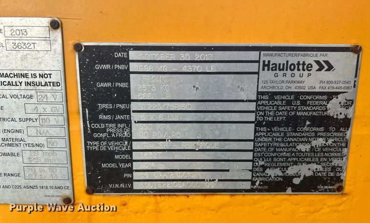 image for item DJ6348 2013 Haulotte 3632T  boom lift