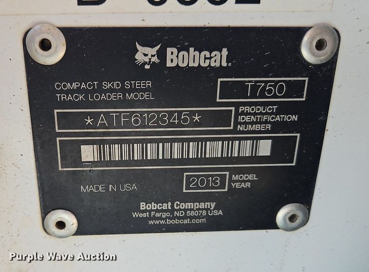 image for item DK1106 2013 Bobcat T750  tracked skid steer loader
