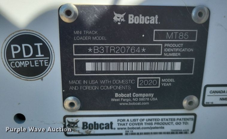 image for item DK1107 2020 Bobcat MT85  compact utility loader