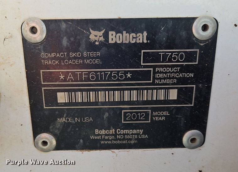 image for item DK1127 2012 Bobcat T750  tracked skid steer loader