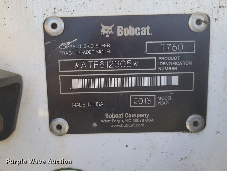 image for item DK1128 2013 Bobcat T750  tracked skid steer loader
