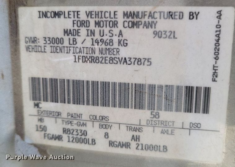 image for item DK1140 1995 Ford L8000  dump truck