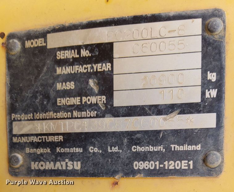 image for item DK8856 2006 Komatsu PC200LC-8  excavator