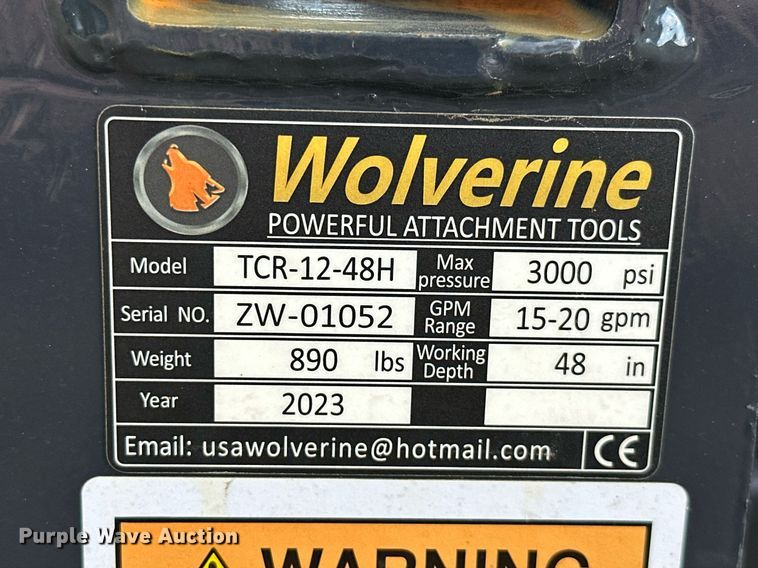 image for item DM6534 2023 Wolverine TCR-12-48H  skid steer trencher