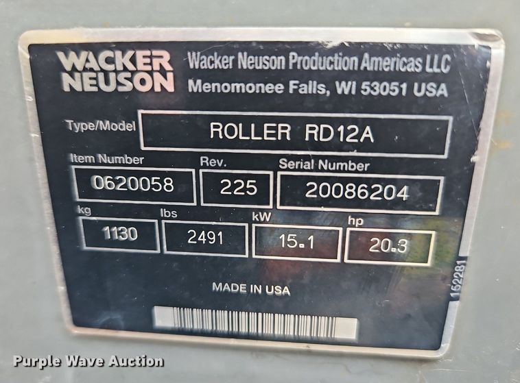 image for item DP2498 Wacker Neuson RD12  double drum vibratory roller