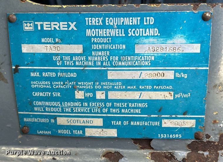 image for item DQ0963 2005 Terex TA30  haul truck