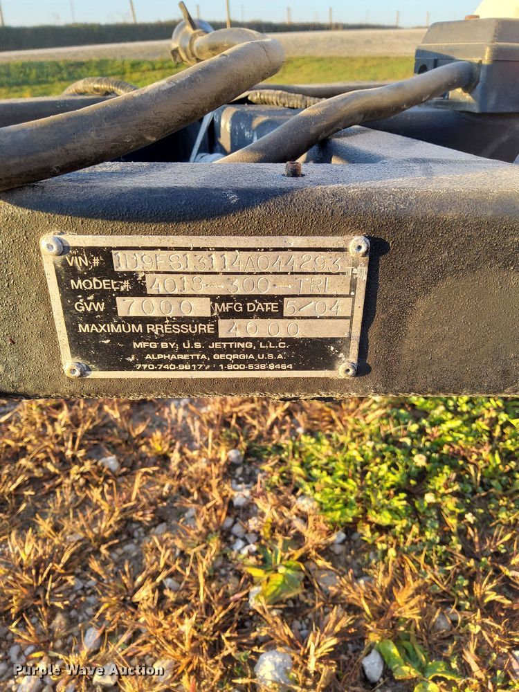 image for item DQ1005 2004 U.S. Jetting 4018 300 TRL  sewer jetter trailer