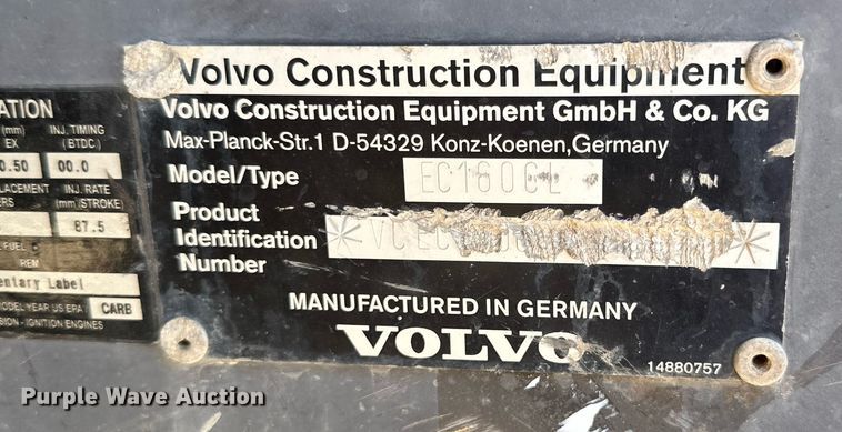image for item DQ1453 Volvo EC160C  excavator