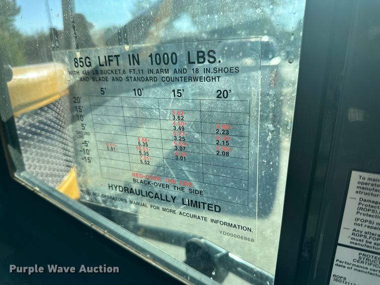 image for item DQ1459 2018 John Deere 85G  mini excavator