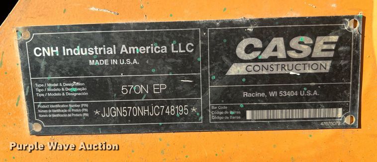 image for item DQ2232 2018 Case 570N EP  landscape tractor