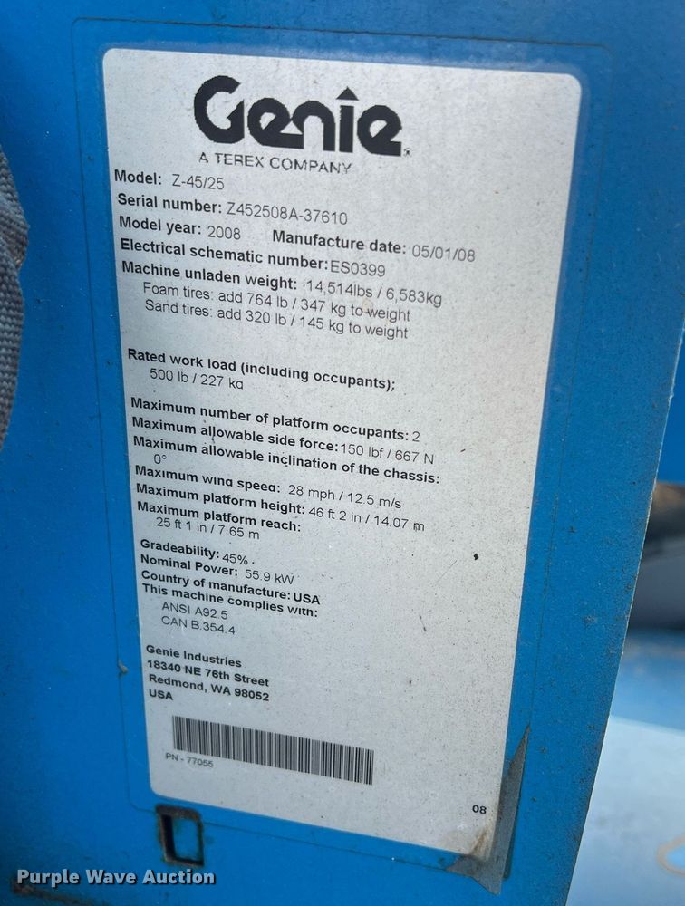 image for item DW2840 2008 Genie Z45/25  boom lift