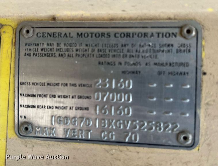 image for item DW2855 1986 GMC 7000  digger derrick truck