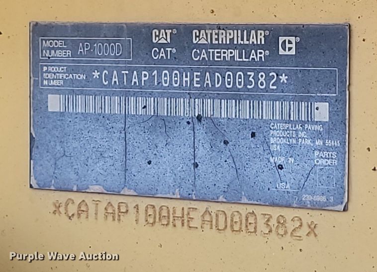 image for item JG9781 2010 Caterpillar AP1000D  paver