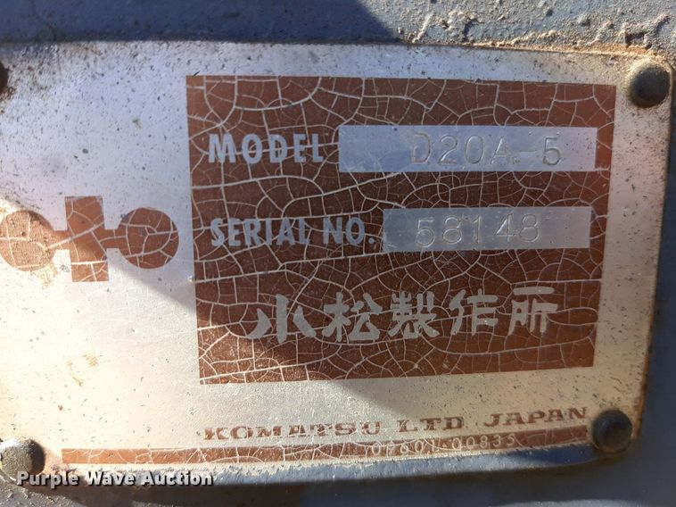 image for item KD9222 1985 Komatsu D20A  dozer