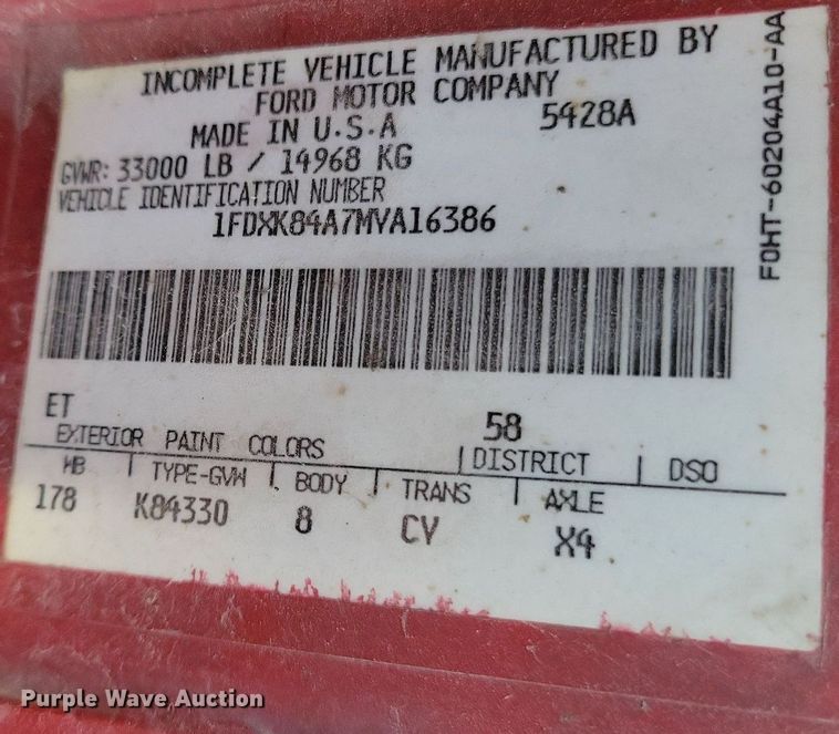 image for item KO9003 1991 Ford F800  oil distributor truck