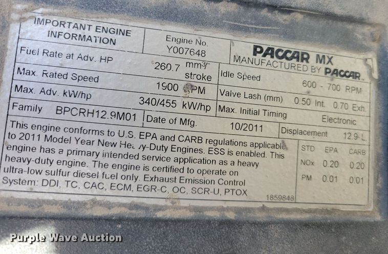 image for item LO9822 2012 Kenworth T800  dump truck