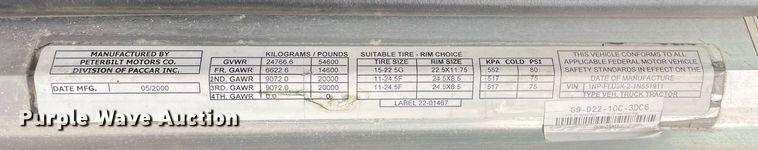 image for item LV9941 2001 Peterbilt 378  vacuum truck