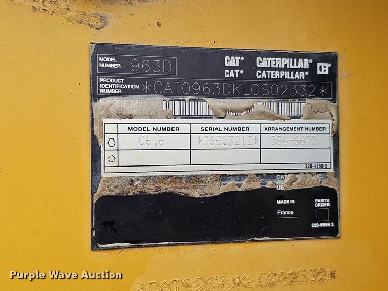 image for item MH9396 2015 Caterpillar 963D  track loader