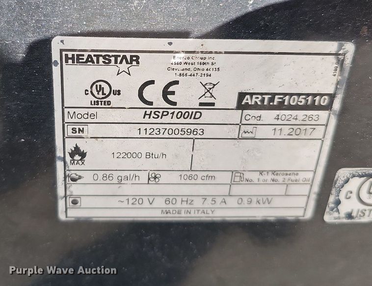 image for item MH9487 Heat Star HSP100ID Pro-series  shop heater