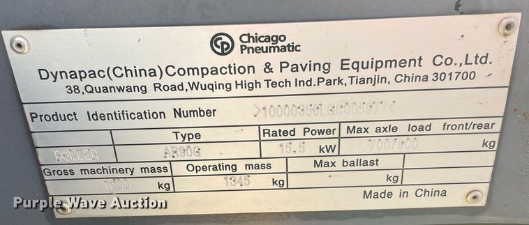 image for item NA9552 Chicago Pneumatic AR90G  double drum vibratory roller