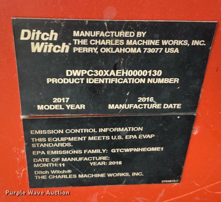 image for item NA9553 2017 Ditch Witch C30X  trencher