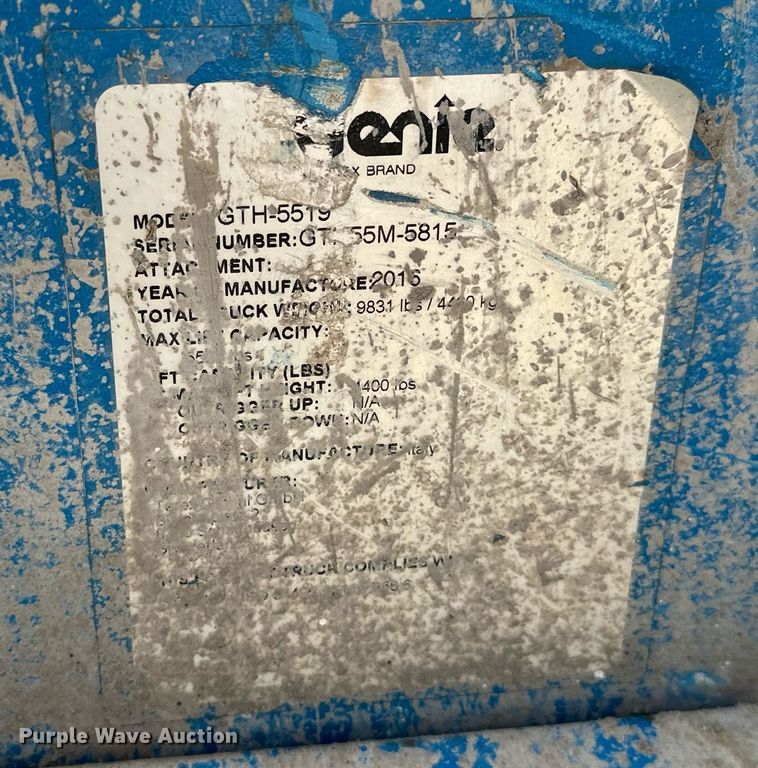 image for item NA9559 2016 Genie GTH-5519  telehandler