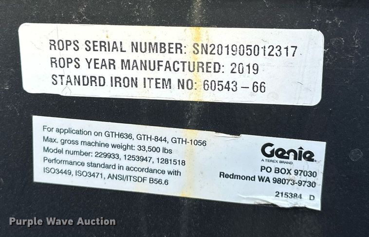 image for item NA9560 2020 Genie GTH-636  telehandler